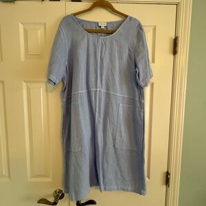 J. Jill Soft Blue Linen Midi Dress